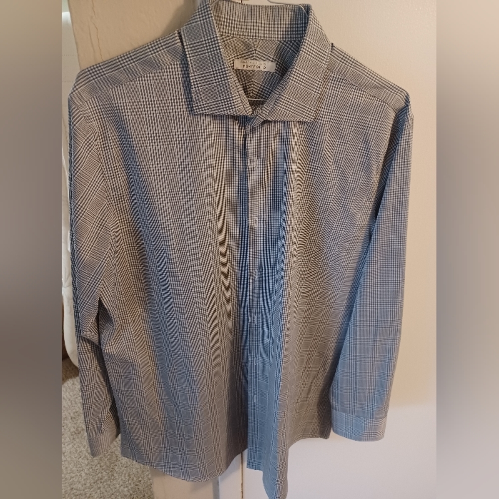2 Perry Ellis Portfolio Luxury Dress Shirts French Collar In Plaid